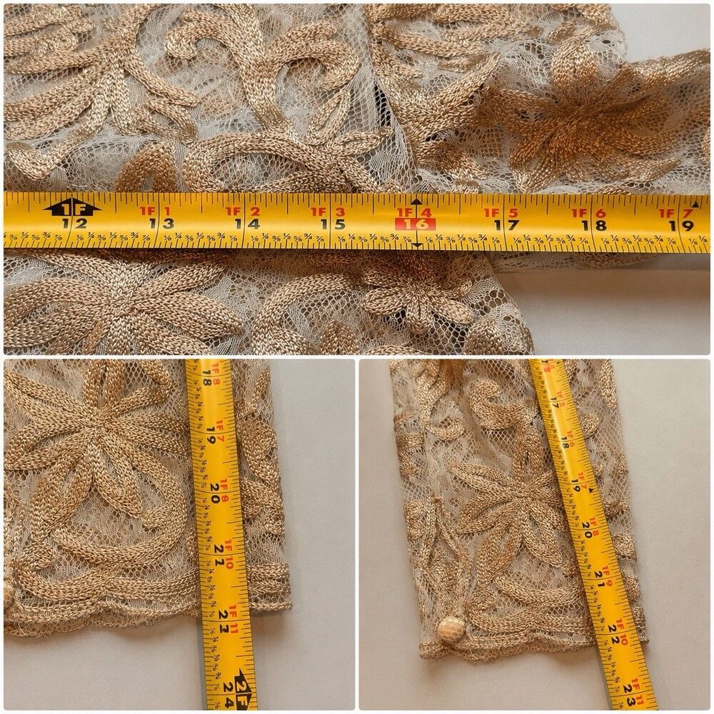 Vintage Y2K Carmen Marc Valvo Lace Cardigan Camisole Twin Set 8 Gold Top 2pc - Picture 5 of 9